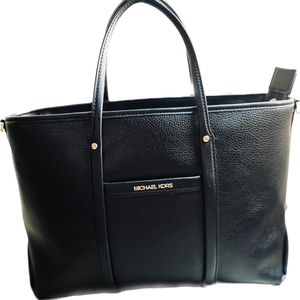 NWT Michael Kors Beck Tote - Black w/ Gold Accents (Vegan)